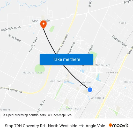 Stop 79H Coventry Rd - North West side to Angle Vale map