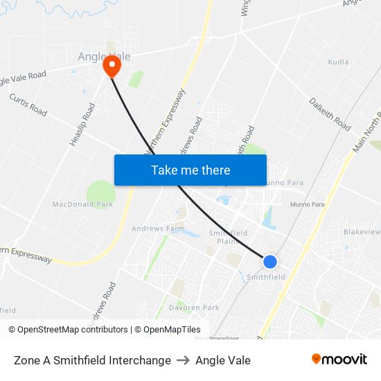 Zone A Smithfield Interchange to Angle Vale map