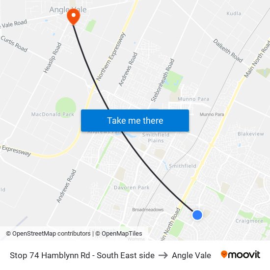 Stop 74 Hamblynn Rd - South East side to Angle Vale map