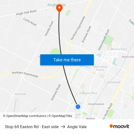 Stop 69 Easton Rd - East side to Angle Vale map