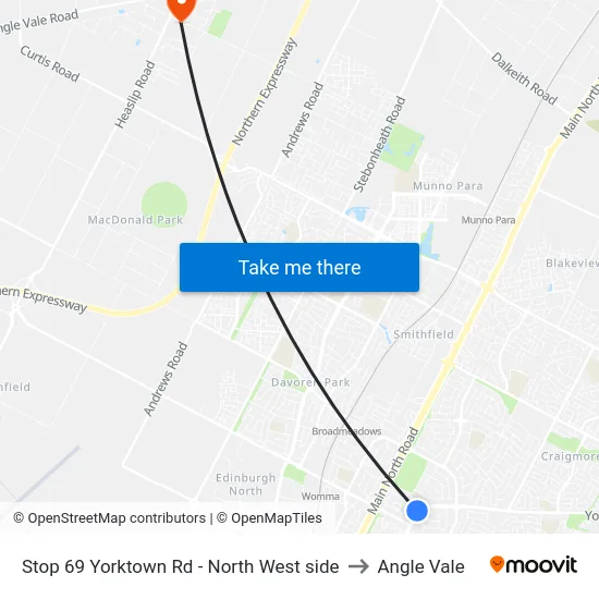 Stop 69 Yorktown Rd - North West side to Angle Vale map