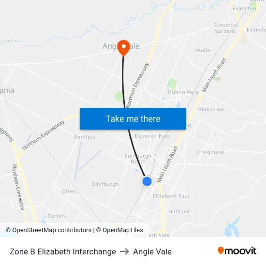 Zone B Elizabeth Interchange to Angle Vale map