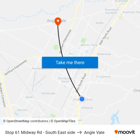 Stop 61 Midway Rd - South East side to Angle Vale map