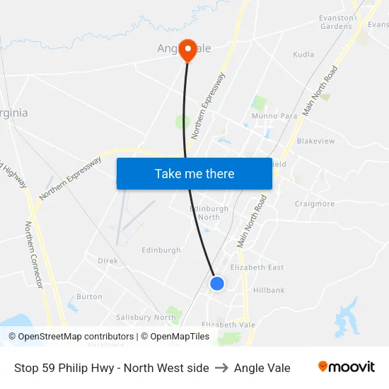Stop 59 Philip Hwy - North West side to Angle Vale map