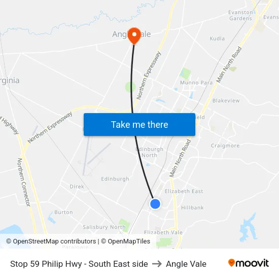 Stop 59 Philip Hwy - South East side to Angle Vale map