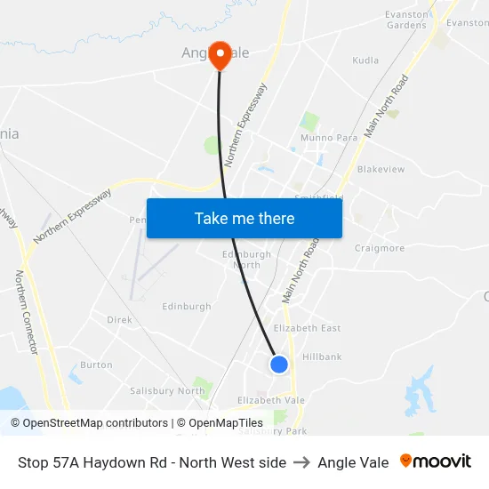 Stop 57A Haydown Rd - North West side to Angle Vale map
