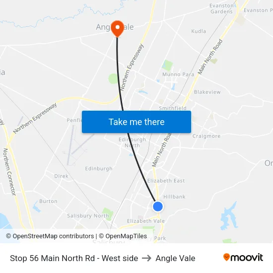 Stop 56 Main North Rd - West side to Angle Vale map