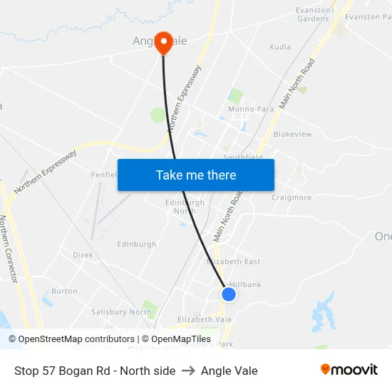 Stop 57 Bogan Rd - North side to Angle Vale map