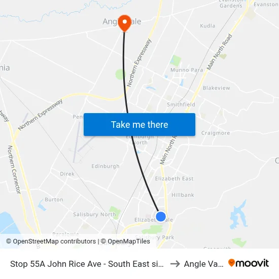Stop 55A John Rice Ave - South East side to Angle Vale map