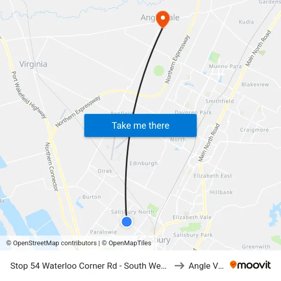 Stop 54 Waterloo Corner Rd - South West side to Angle Vale map