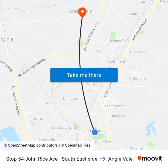 Stop 54 John Rice Ave - South East side to Angle Vale map