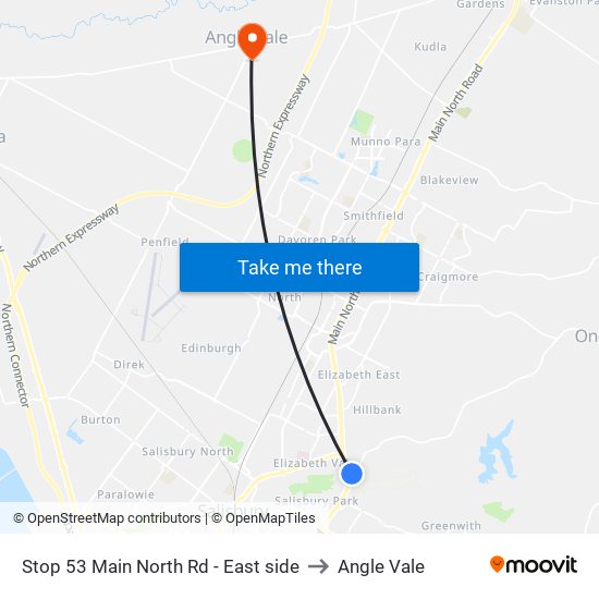 Stop 53 Main North Rd - East side to Angle Vale map