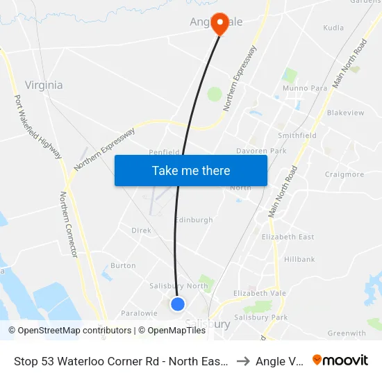 Stop 53 Waterloo Corner Rd - North East side to Angle Vale map