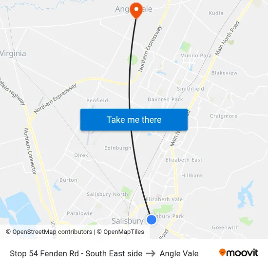 Stop 54 Fenden Rd - South East side to Angle Vale map