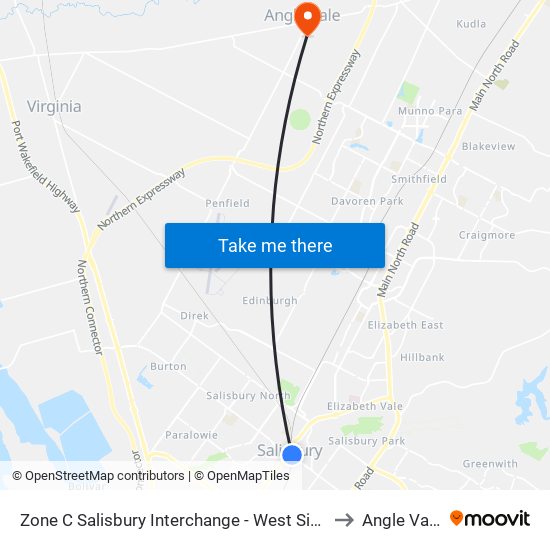 Zone C Salisbury Interchange - West Side to Angle Vale map