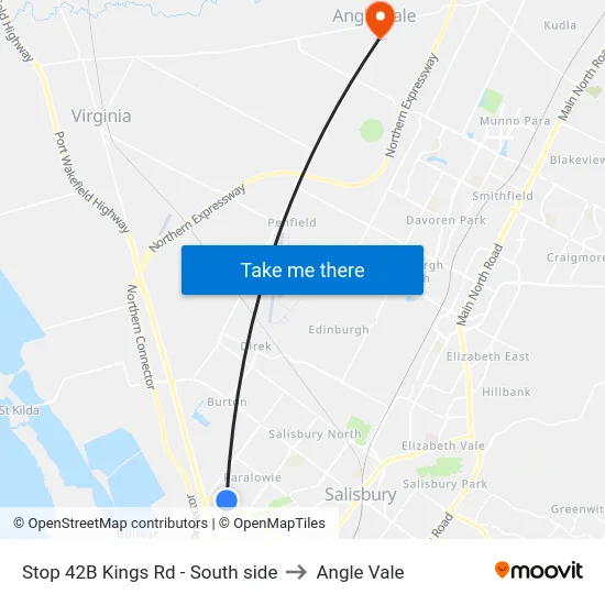 Stop 42B Kings Rd - South side to Angle Vale map