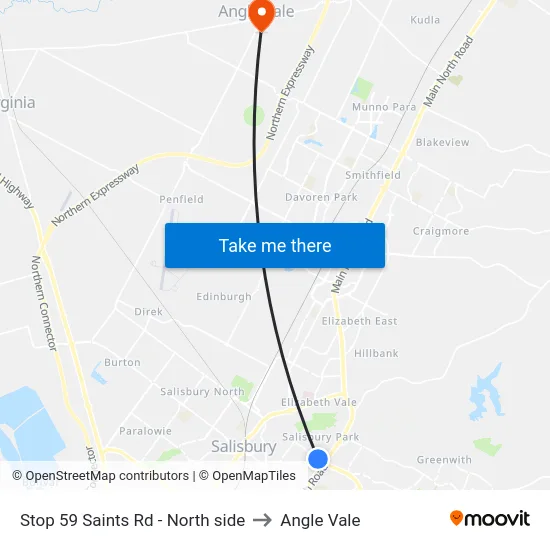Stop 59 Saints Rd - North side to Angle Vale map