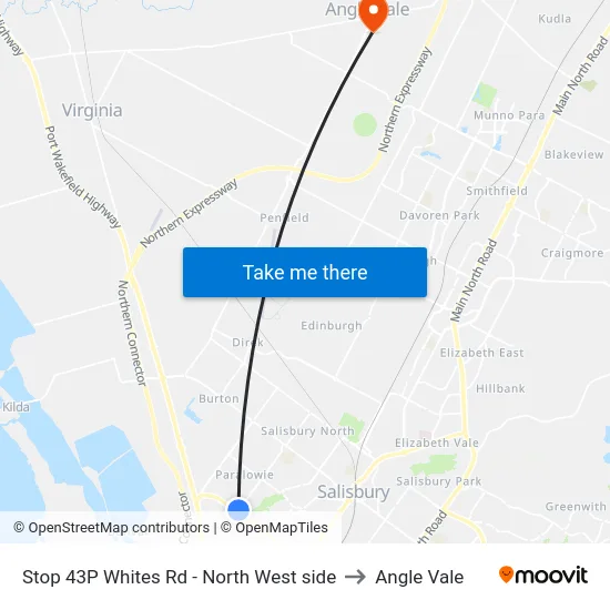 Stop 43P Whites Rd - North West side to Angle Vale map