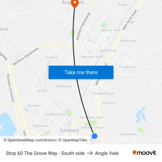 Stop 60 The Grove Way - South side to Angle Vale map