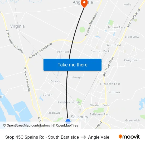 Stop 45C Spains Rd - South East side to Angle Vale map