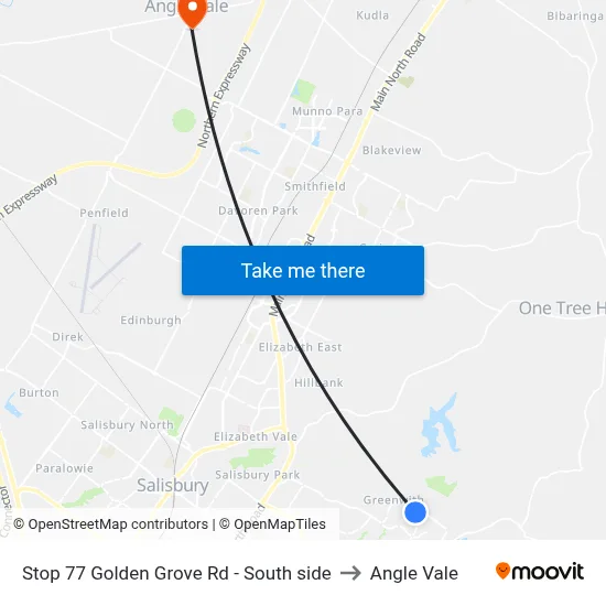 Stop 77 Golden Grove Rd - South side to Angle Vale map