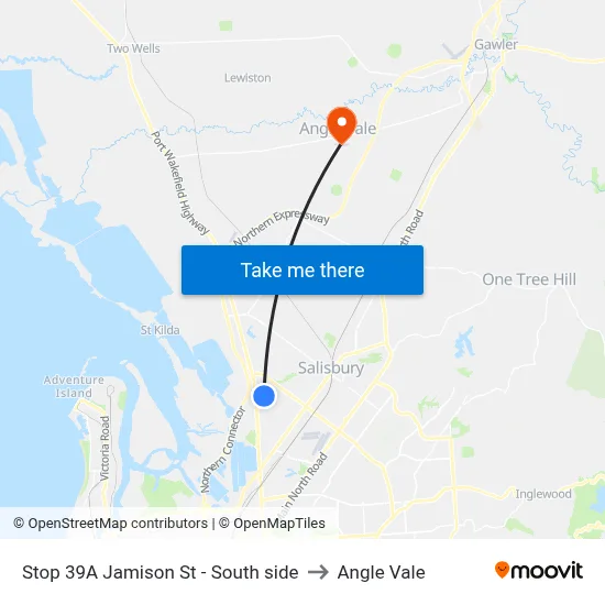 Stop 39A Jamison St - South side to Angle Vale map