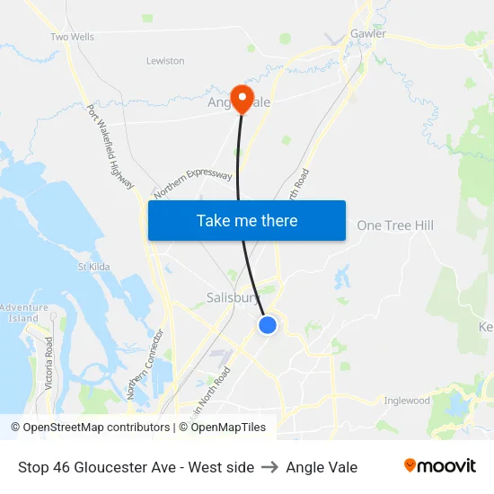 Stop 46 Gloucester Ave - West side to Angle Vale map