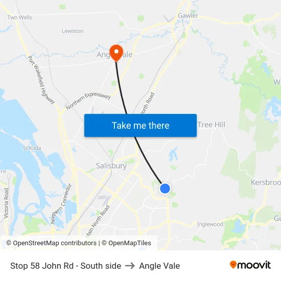 Stop 58 John Rd - South side to Angle Vale map
