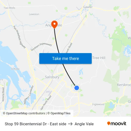 Stop 59 Bicentennial Dr - East side to Angle Vale map