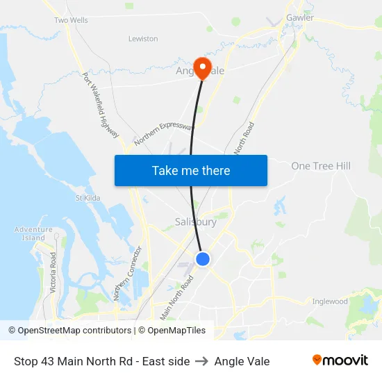 Stop 43 Main North Rd - East side to Angle Vale map