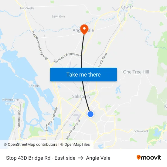 Stop 43D Bridge Rd - East side to Angle Vale map