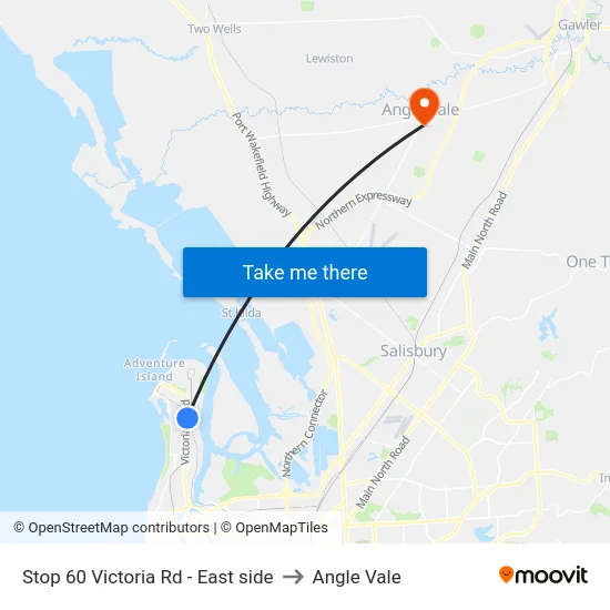 Stop 60 Victoria Rd - East side to Angle Vale map