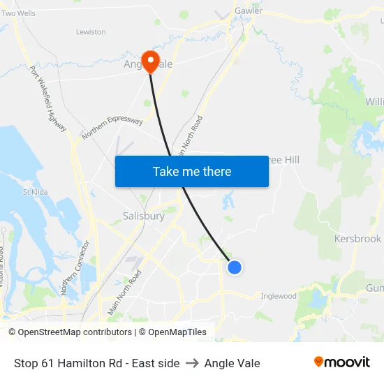 Stop 61 Hamilton Rd - East side to Angle Vale map