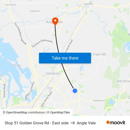 Stop 51 Golden Grove Rd - East side to Angle Vale map