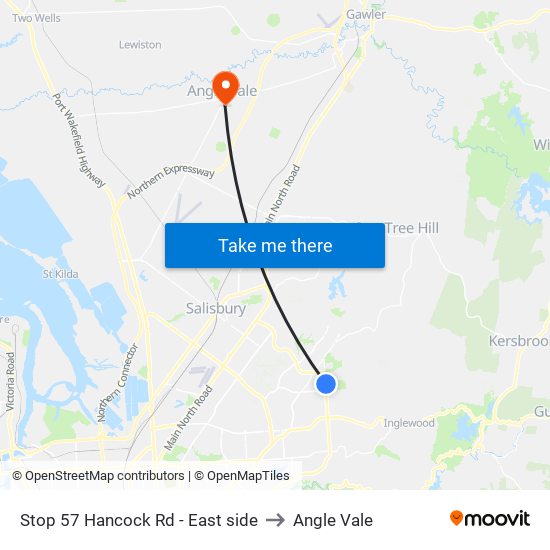 Stop 57 Hancock Rd - East side to Angle Vale map