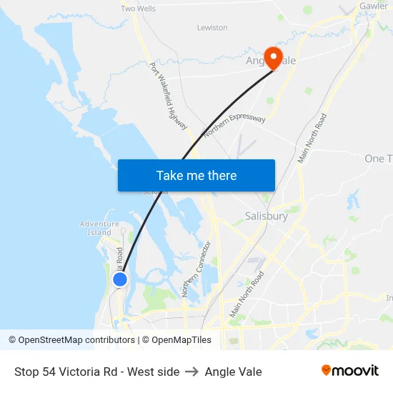 Stop 54 Victoria Rd - West side to Angle Vale map