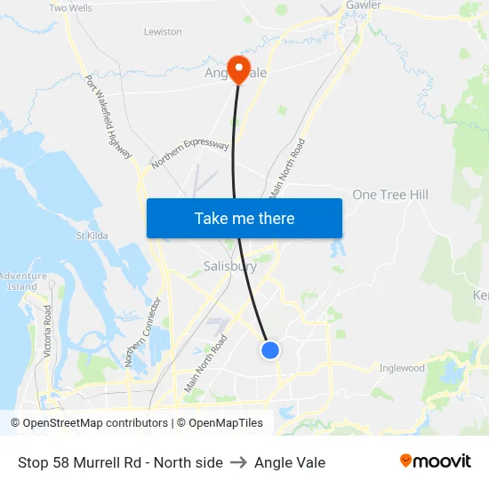 Stop 58 Murrell Rd - North side to Angle Vale map