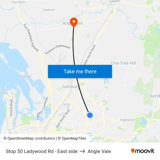 Stop 50 Ladywood Rd - East side to Angle Vale map