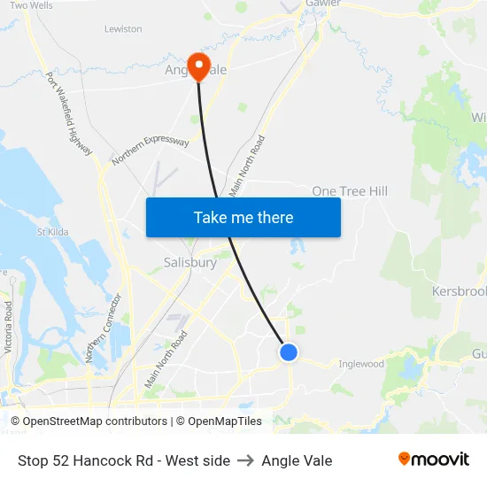 Stop 52 Hancock Rd - West side to Angle Vale map