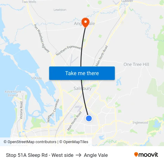 Stop 51A Sleep Rd - West side to Angle Vale map