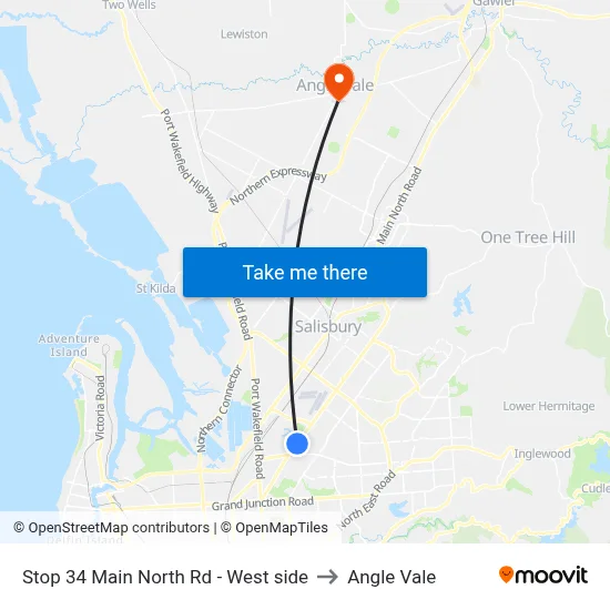 Stop 34 Main North Rd - West side to Angle Vale map