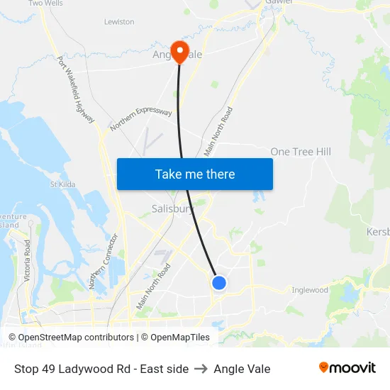 Stop 49 Ladywood Rd - East side to Angle Vale map