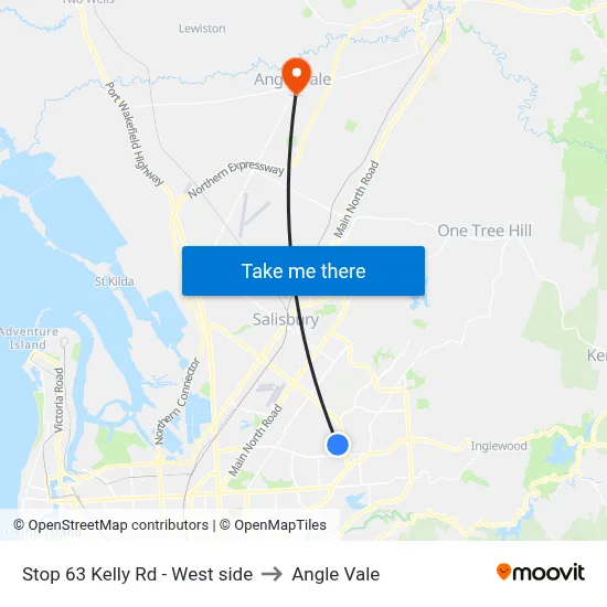 Stop 63 Kelly Rd - West side to Angle Vale map