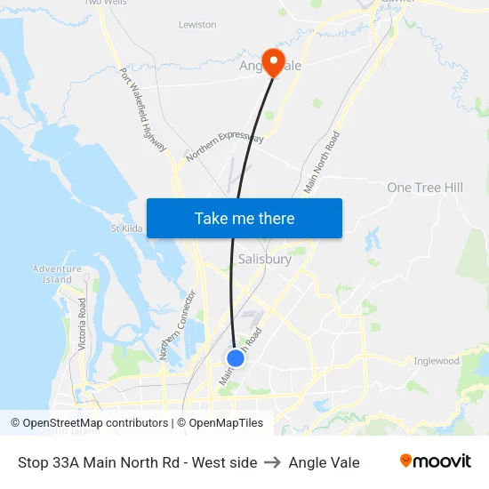 Stop 33A Main North Rd - West side to Angle Vale map