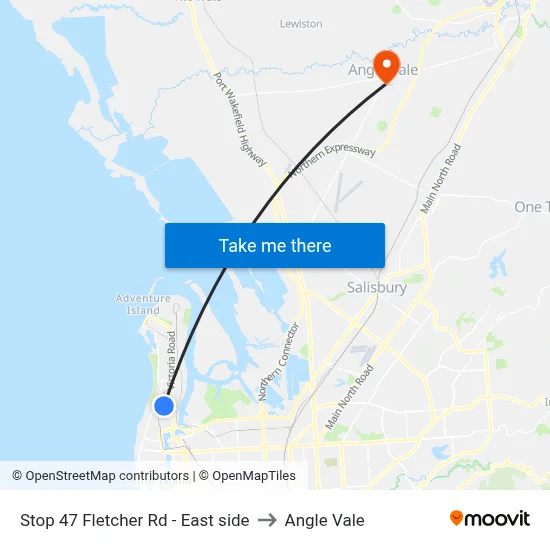 Stop 47 Fletcher Rd - East side to Angle Vale map