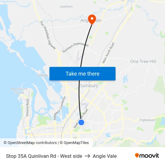 Stop 35A Quinlivan Rd - West side to Angle Vale map
