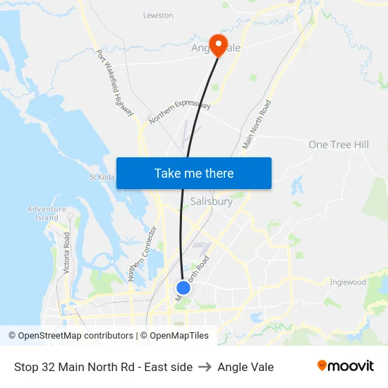 Stop 32 Main North Rd - East side to Angle Vale map