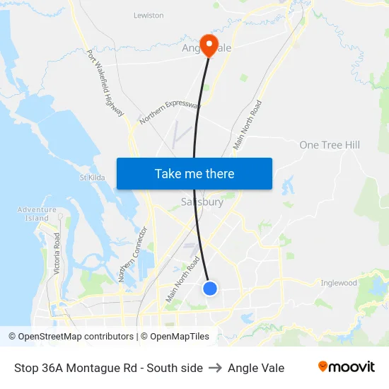 Stop 36A Montague Rd - South side to Angle Vale map