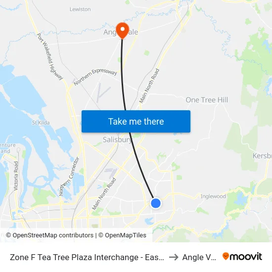 Zone F Tea Tree Plaza Interchange - East side to Angle Vale map