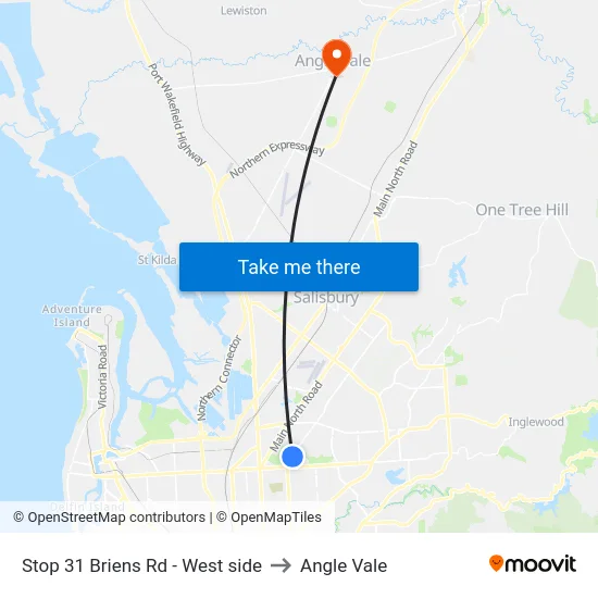 Stop 31 Briens Rd - West side to Angle Vale map